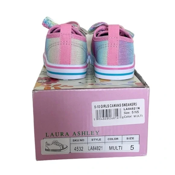 Laura Ashley Toddler Baby Girl Pink Sparkly Rainbow Slip-on Sneaker size 5 - Picture 5 of 12